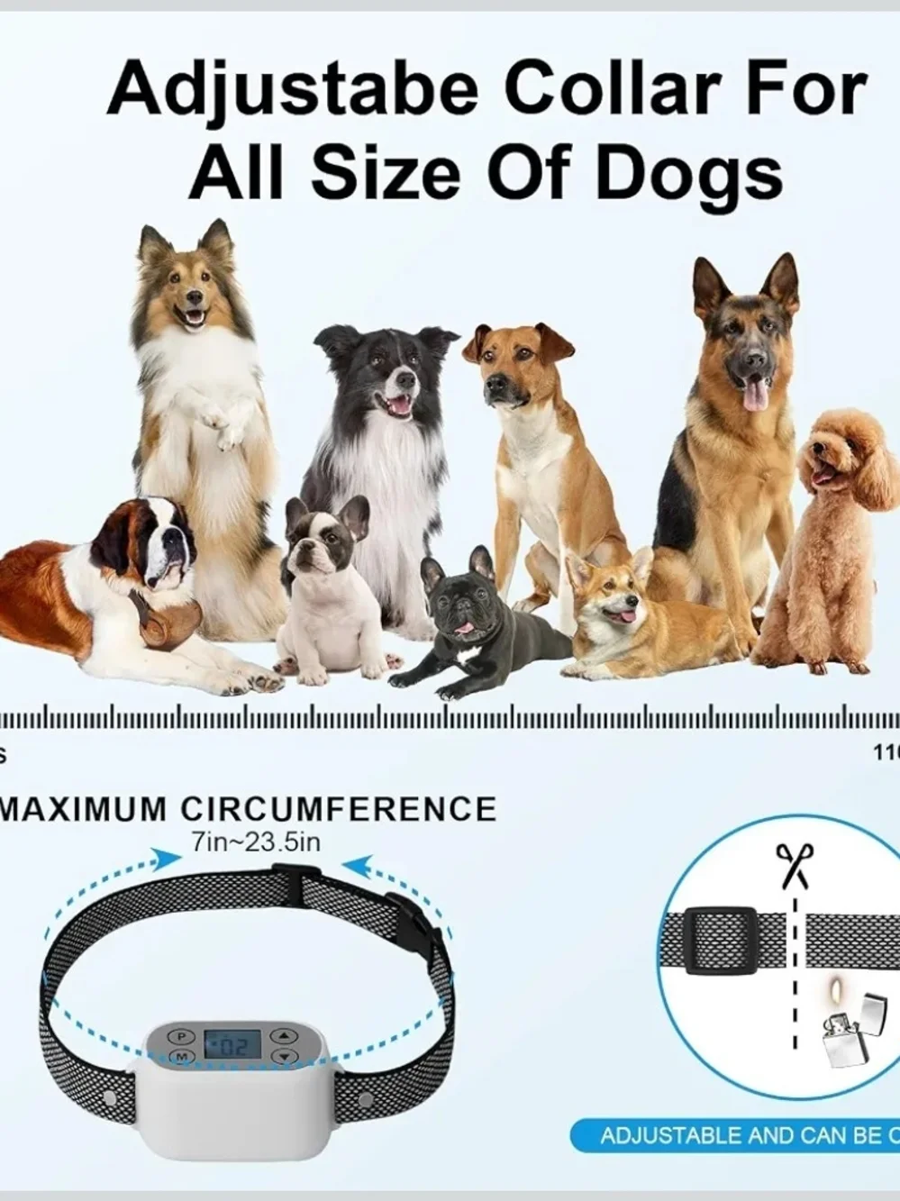 GPS Wireless Dog Fence System App Control No Wire 984FT Waterproof Collar White